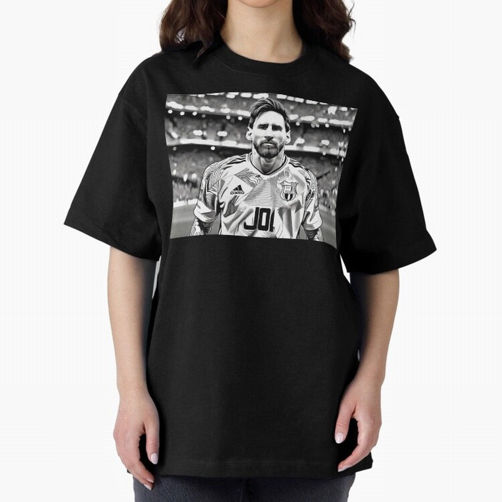 Messi Pop Art Portrait Oversized T-Shirt Stand with the FIFA World Cup 2026 Journey through Messi Highlights, Portugal Pride, Goal Celebration Energy, Supporter Heritage, Football Icons and Worldwide Tournament Joy; Ideal for Fans Who Follow Messi,