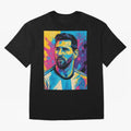 Messi Pop Art Portrait Oversized T-Shirt Feel the FIFA World Cup 2026 USA Canada Mexico Journey through Messi, CR7 and Mbappe Highlights, Portugal, Spain and Germany Pride, Soccer Culture, Superstar Moments, National Team Dreams and Competitive