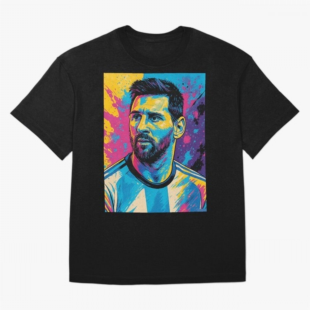 Messi Pop Art Portrait Oversized T-Shirt Feel the FIFA World Cup 2026 USA Canada Mexico Journey through Messi, CR7 and Mbappe Highlights, Portugal, Spain and Germany Pride, Soccer Culture, Superstar Moments, National Team Dreams and Competitive