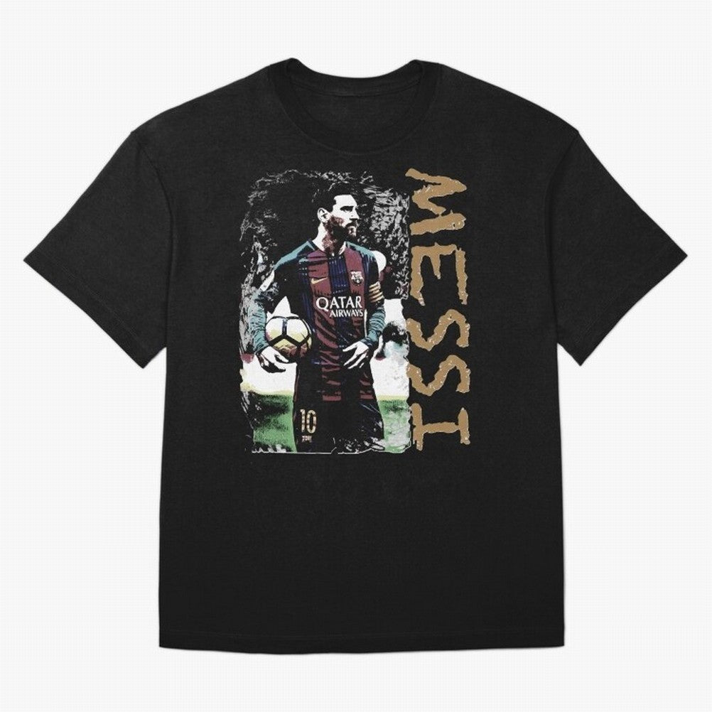 Messi Pop Art Portrait Oversized T-Shirt Honor the Beautiful Game during Global Football Passion for FIFA World Cup 2026 USA Canada Mexico, Centered on Haaland and Mbappe, Argentina and Brazil, Football Festival Excitement, Trophy Ambitions,