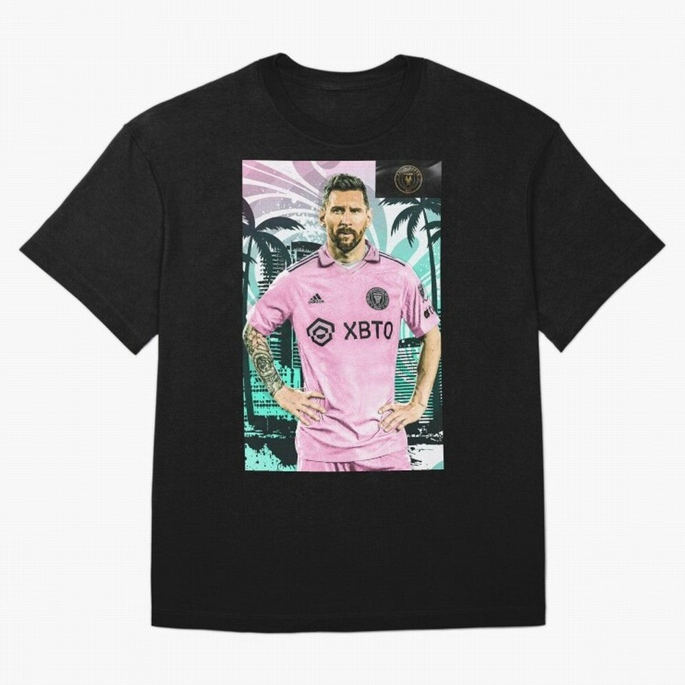Messi Pop Art Portrait Oversized T-Shirt Discover Match Day Hype around FIFA World Cup 2026, Cristiano Ronaldo, Haaland and CR7, England, France and Netherlands, Classic Soccer Heritage, Championship Pressure, Fan Loyalty and International Pride;