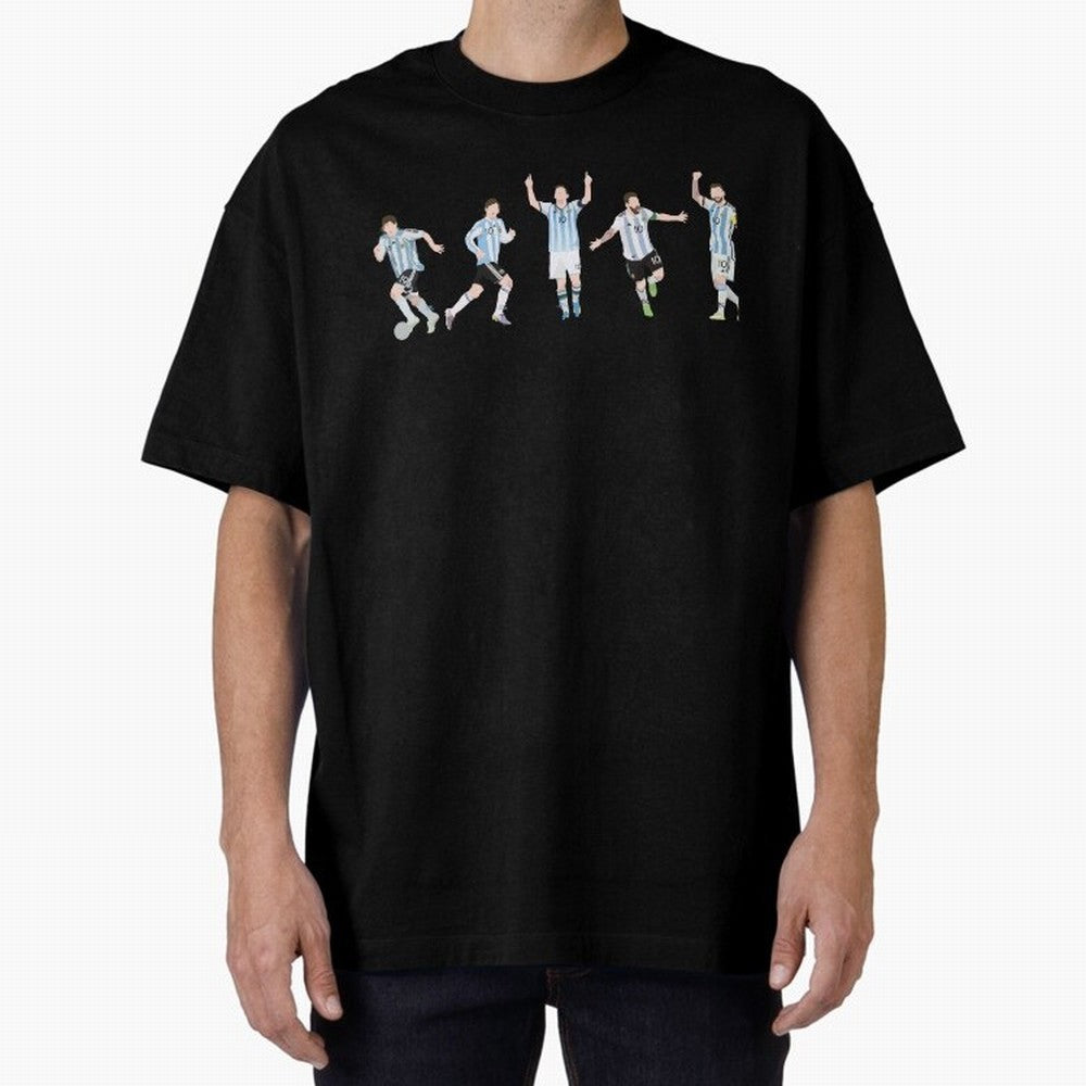 Messi in the World Cups since 2006 Oversized T-Shirt Enjoy Global Football Passion for FIFA World Cup 2026, Highlighting Neymar, Haaland and Cristiano Ronaldo, Brazil, Portugal and Argentina, Vintage Soccer Flavor, Modern Football Stars, National
