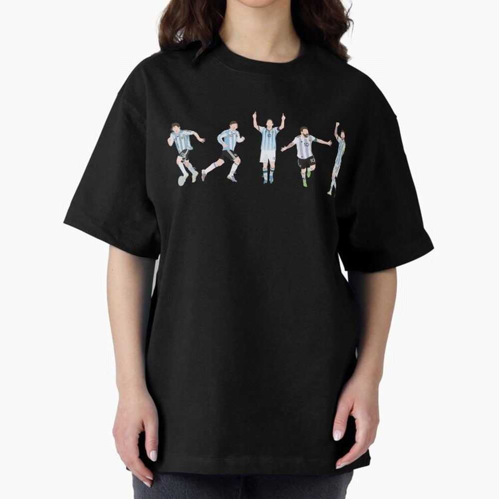 Messi in the World Cups since 2006 Oversized T-Shirt Enjoy Global Football Passion for FIFA World Cup 2026, Highlighting Neymar, Haaland and Cristiano Ronaldo, Brazil, Portugal and Argentina, Vintage Soccer Flavor, Modern Football Stars, National