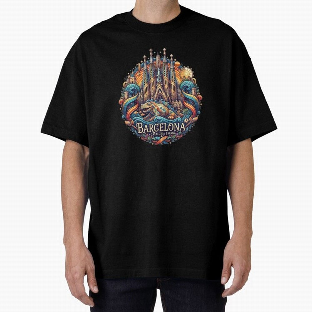 BARCELONA Oversized T-Shirt Celebrate Unforgettable Nights in Global Football Passion for FIFA World Cup 2026, Capturing Neymar, Haaland and Cristiano Ronaldo, Spain and Netherlands, Football Festival Excitement, Trophy Ambitions, Country Rivalries