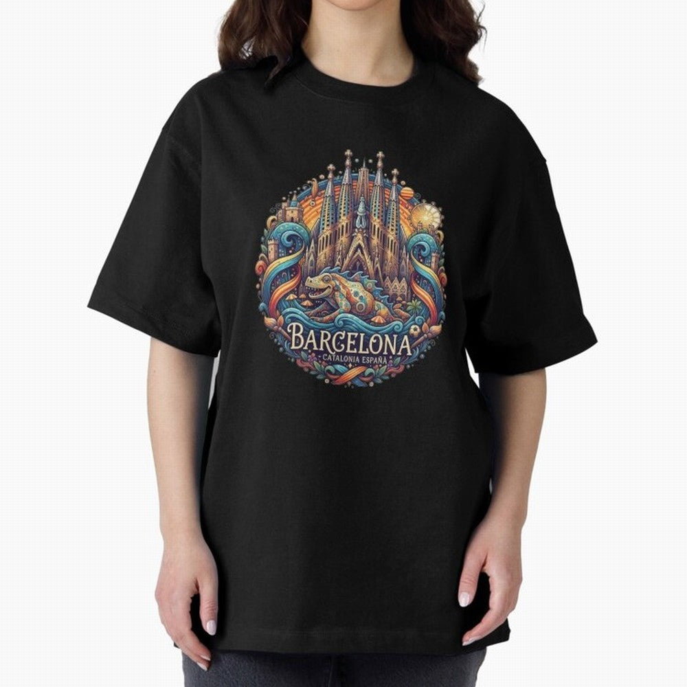 BARCELONA Oversized T-Shirt Celebrate Unforgettable Nights in Global Football Passion for FIFA World Cup 2026, Capturing Neymar, Haaland and Cristiano Ronaldo, Spain and Netherlands, Football Festival Excitement, Trophy Ambitions, Country Rivalries