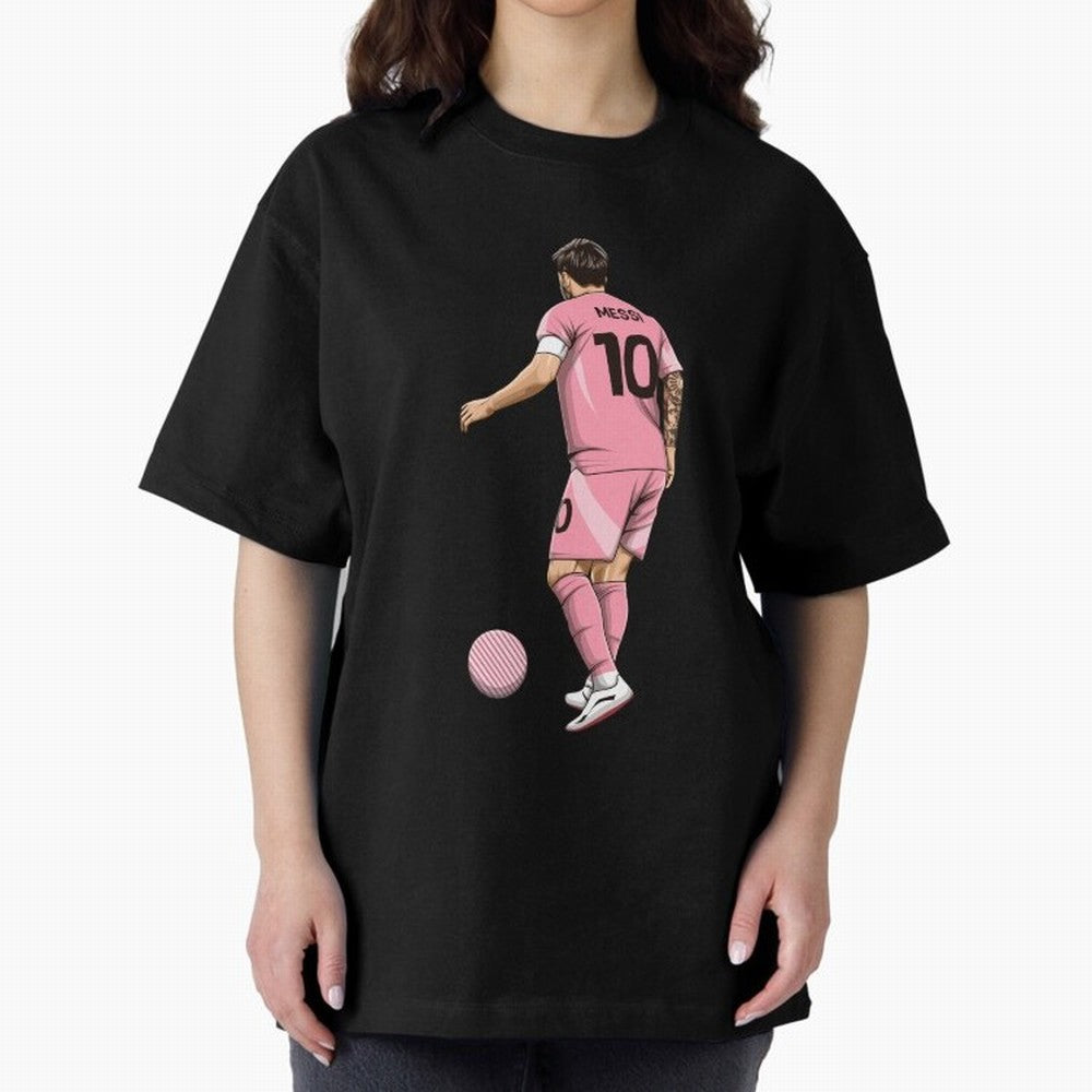 Lionel Messi Oversized T-Shirt Celebrate Soccer Greatness during FIFA World Cup 2026 USA Canada Mexico Connected to Cristiano Ronaldo, Haaland and CR7, Argentina and Brazil Energy, Worldwide Fan Energy, Dramatic Goals, Stadium Lights and