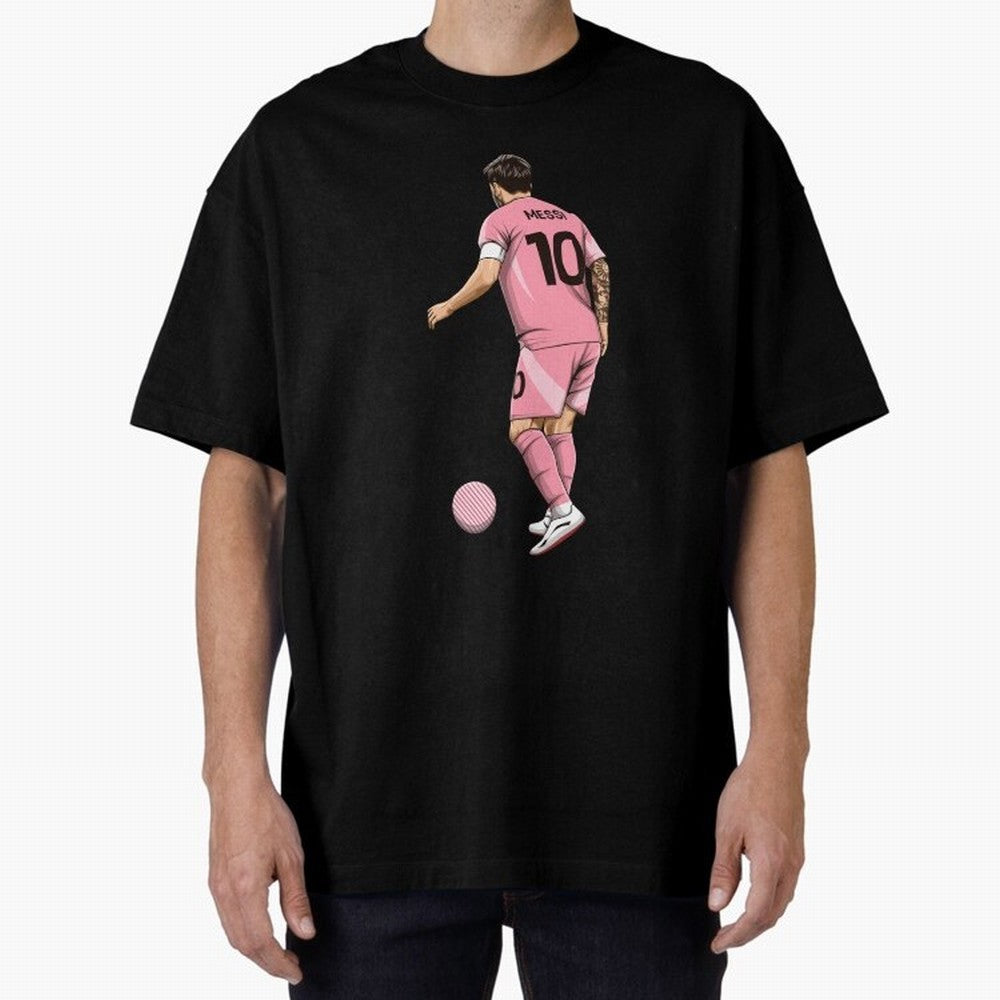 Lionel Messi Oversized T-Shirt Celebrate Soccer Greatness during FIFA World Cup 2026 USA Canada Mexico Connected to Cristiano Ronaldo, Haaland and CR7, Argentina and Brazil Energy, Worldwide Fan Energy, Dramatic Goals, Stadium Lights and