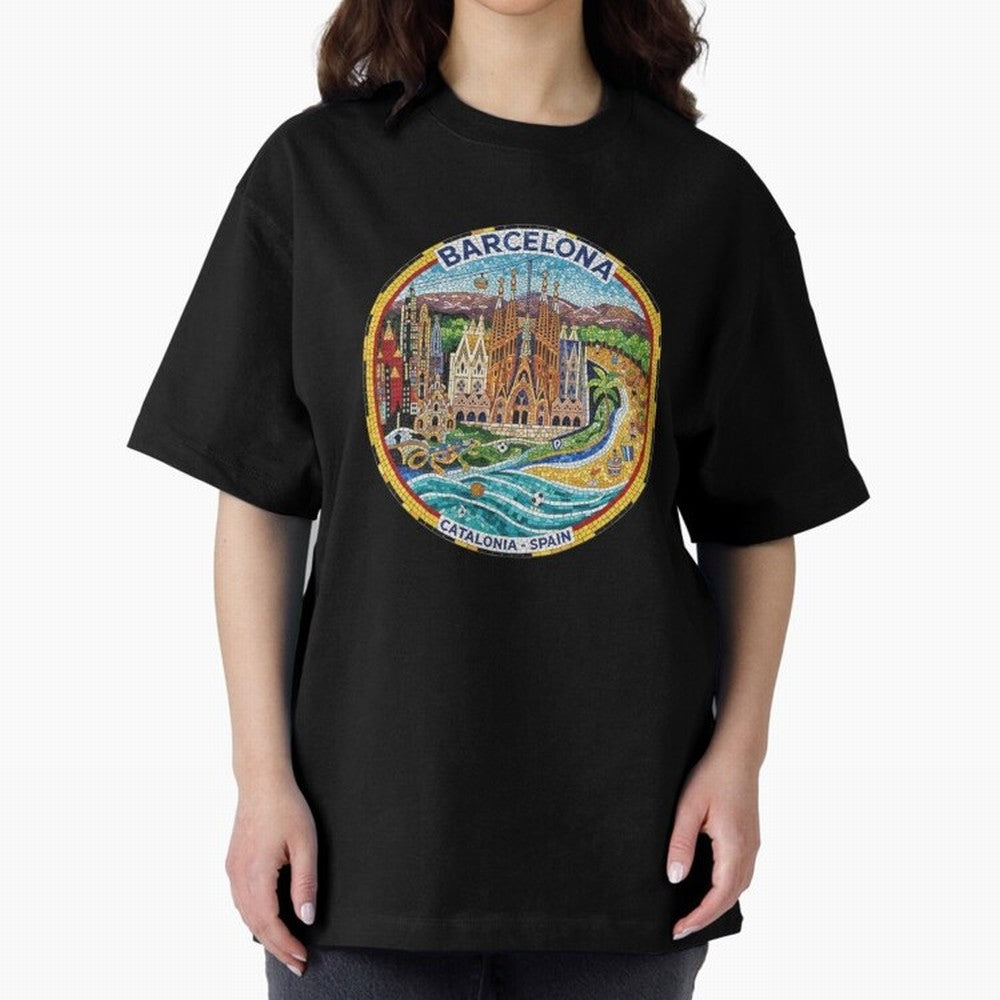 BARCELONA Oversized T-Shirt Remember the FIFA World Cup 2026 Journey through CR7 and Messi Highlights, France and Portugal Pride, Championship Spirit, Famous Goals, Roaring Crowds and International Football Unity; Perfect for Fans, Collectors,