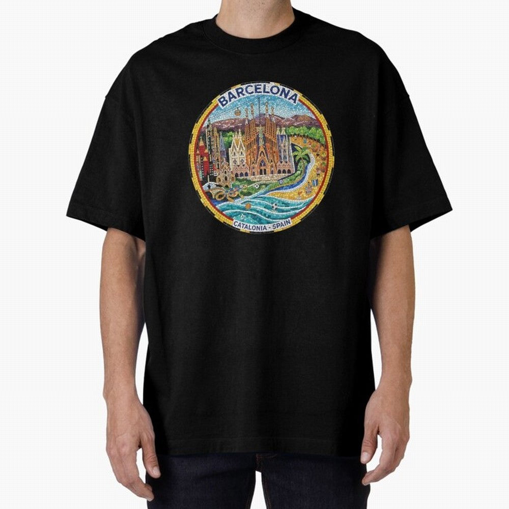 BARCELONA Oversized T-Shirt Remember the FIFA World Cup 2026 Journey through CR7 and Messi Highlights, France and Portugal Pride, Championship Spirit, Famous Goals, Roaring Crowds and International Football Unity; Perfect for Fans, Collectors,