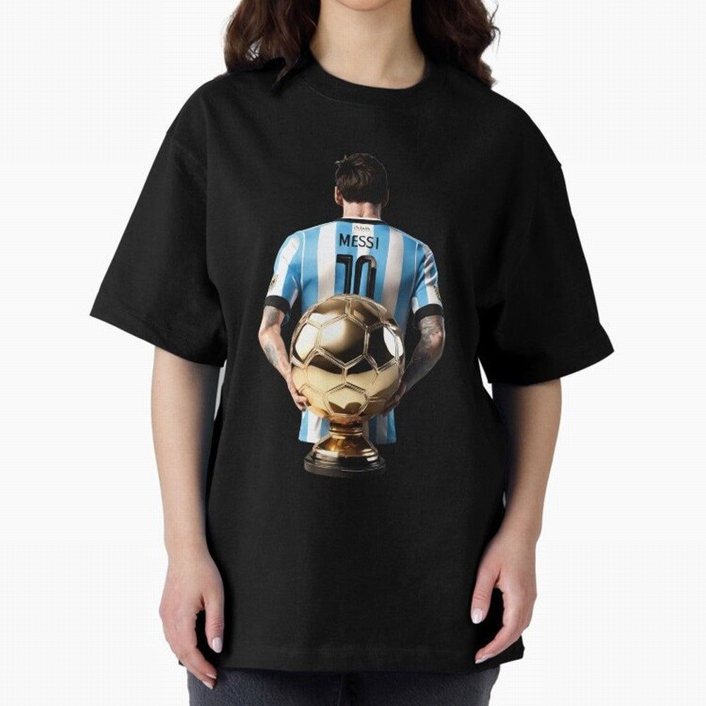 Soccer football lionel messi Barcellona Argentina illustration Oversized T-Shirt Show Your Tournament Heart for FIFA World Cup 2026 USA Canada Mexico Spirit, Capturing Argentina, CR7 and Messi, Champion Mindset, Group Stage Buzz, Knockout Tension