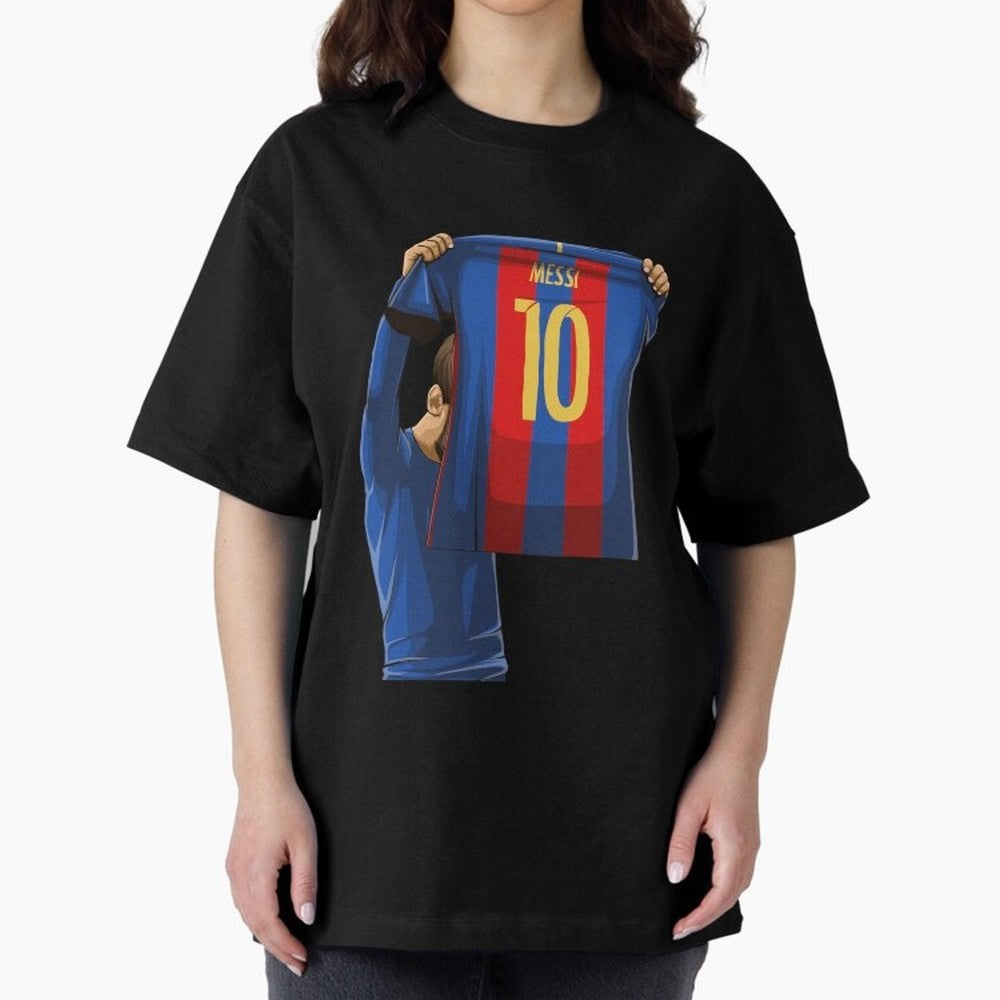 Lionel Messi Oversized T-Shirt Honor Football Greatness during FIFA World Cup 2026 for Fans of Messi, Neymar and Mbappe and Argentina, France and Brazil, Bringing Vintage Soccer Flavor, Modern Football Stars, National Flags and Final Night Emotion;