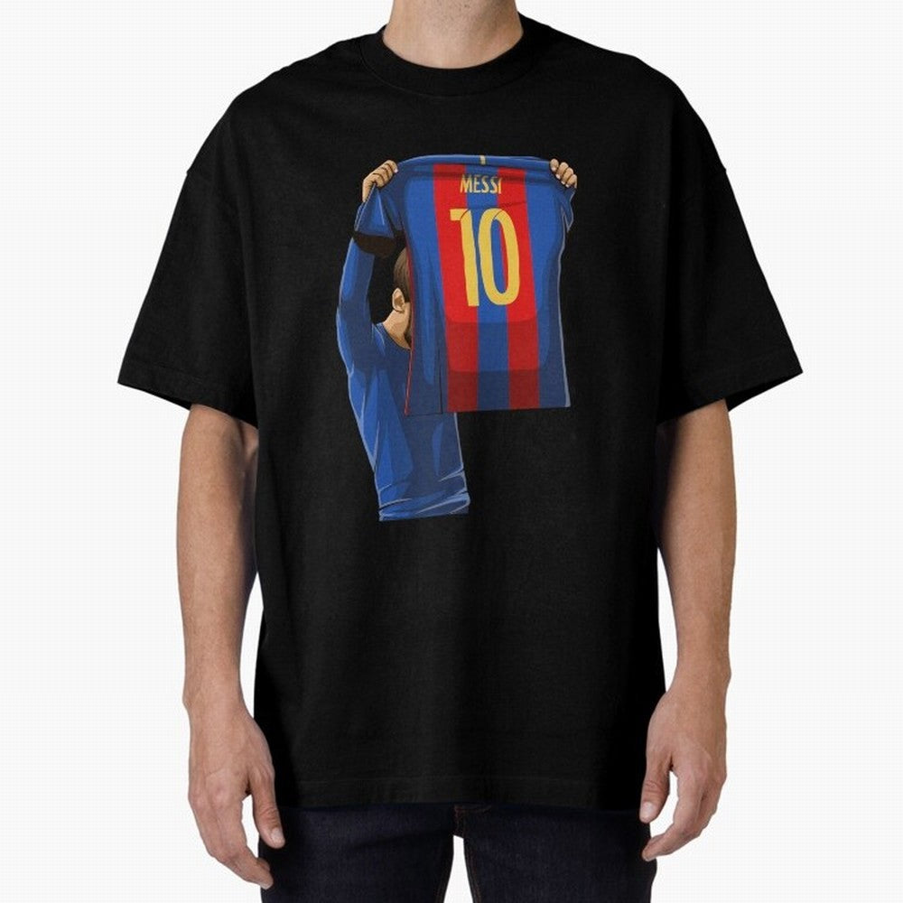 Lionel Messi Oversized T-Shirt Honor Football Greatness during FIFA World Cup 2026 for Fans of Messi, Neymar and Mbappe and Argentina, France and Brazil, Bringing Vintage Soccer Flavor, Modern Football Stars, National Flags and Final Night Emotion;