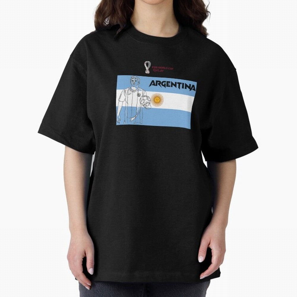 Argentina - FIFA World Cup - Qatar 2022 Oversized T-Shirt Relive the FIFA World Cup 2026 Group Stage Journey through Mbappe and Neymar Highlights, France and Portugal Pride, Fan Favorite Moments, National Team Passion, Big Match Drama and Soccer