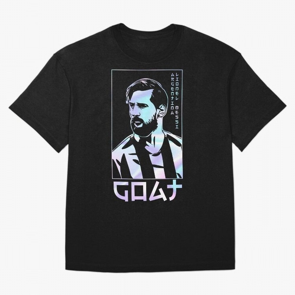 Lionel Messi Holographic Style Portrait art illustration Classic T-Shirt Celebrate the Stars of Match Day Hype around FIFA World Cup 2026 USA Canada Mexico, Messi, England, France and Netherlands, Match Day Excitement, Supporter Culture, Golden