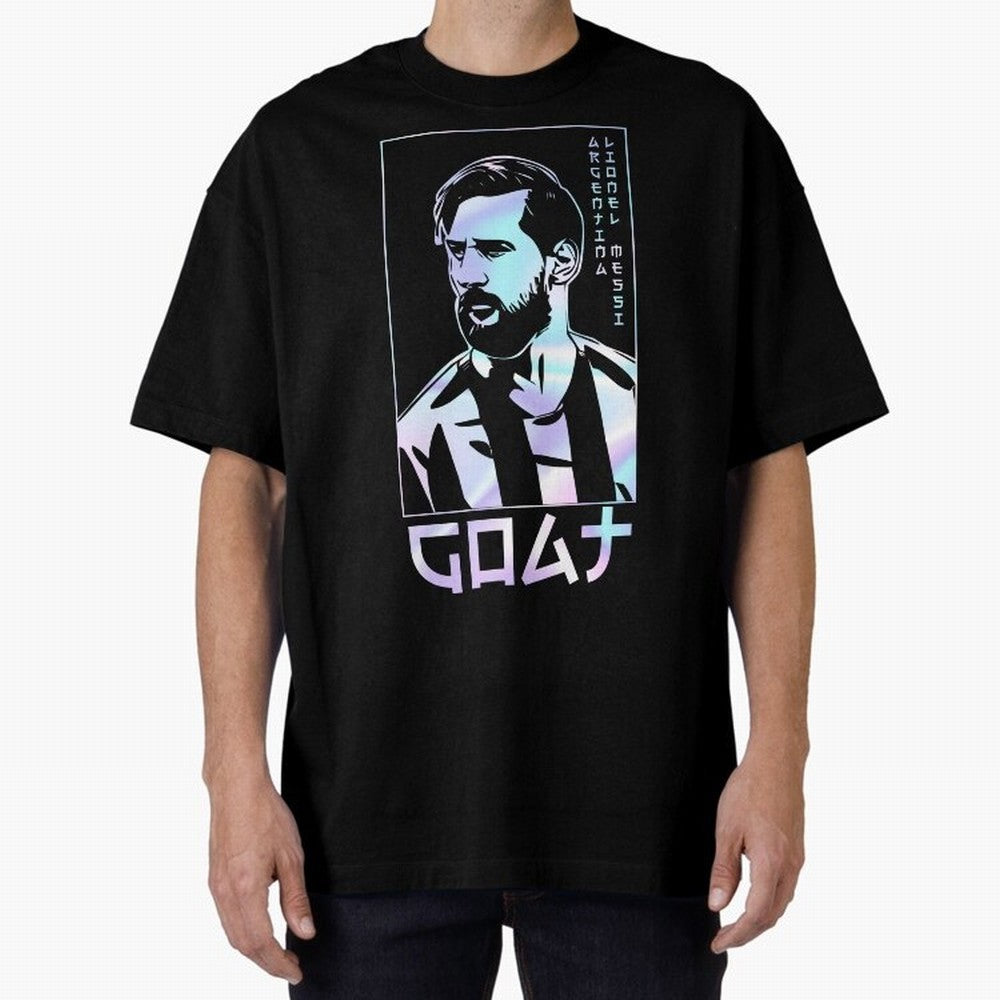 Lionel Messi Holographic Style Portrait art illustration Classic T-Shirt Celebrate the Stars of Match Day Hype around FIFA World Cup 2026 USA Canada Mexico, Messi, England, France and Netherlands, Match Day Excitement, Supporter Culture, Golden