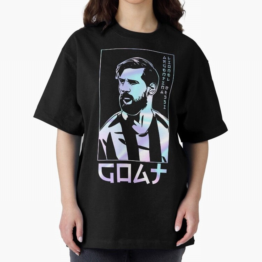 Lionel Messi Holographic Style Portrait art illustration Classic T-Shirt Celebrate the Stars of Match Day Hype around FIFA World Cup 2026 USA Canada Mexico, Messi, England, France and Netherlands, Match Day Excitement, Supporter Culture, Golden