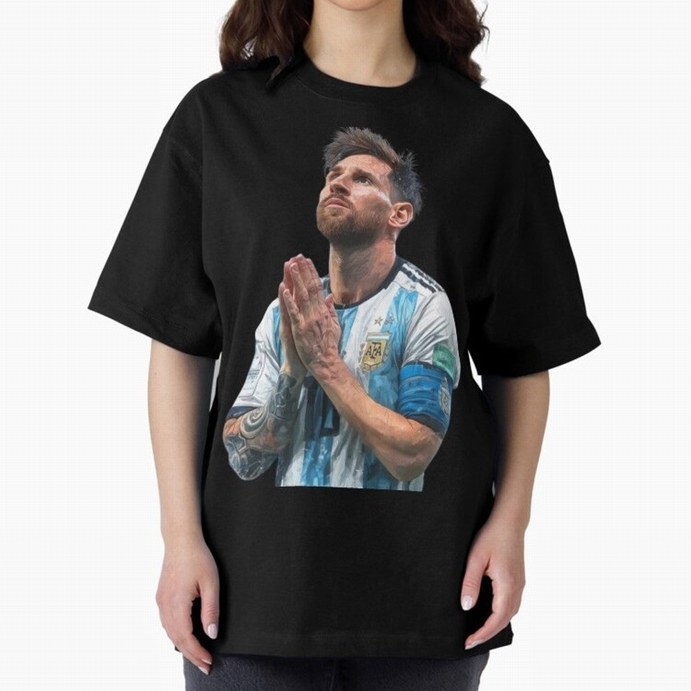 Argentina Messi Football Oversized T-Shirt Stand with FIFA World Cup 2026 Group Stage Spirit, Centered on France, Mbappe, Vintage Soccer Flavor, Modern Football Stars, National Flags and Final Night Emotion; Created for Match Day Parties, Soccer
