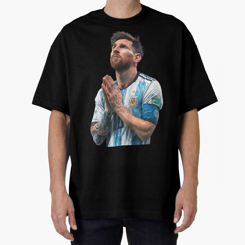 Argentina Messi Football Oversized T-Shirt Stand with FIFA World Cup 2026 Group Stage Spirit, Centered on France, Mbappe, Vintage Soccer Flavor, Modern Football Stars, National Flags and Final Night Emotion; Created for Match Day Parties, Soccer