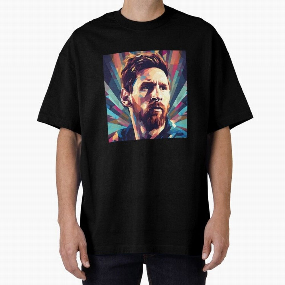 Lionel Messi Portrait Abstract Digital Football Player Classic T-Shirt Stand with FIFA World Cup 2026 Group Stage for Fans of Mbappe and Neymar and Netherlands, Bringing Tournament Hype, Historic Matchups, Family Viewing Parties and Global Sports