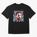 Lionel Messi Portrait Abstract Digital Football Player Classic T-Shirt Stand with FIFA World Cup 2026 Group Stage for Fans of Mbappe and Neymar and Netherlands, Bringing Tournament Hype, Historic Matchups, Family Viewing Parties and Global Sports