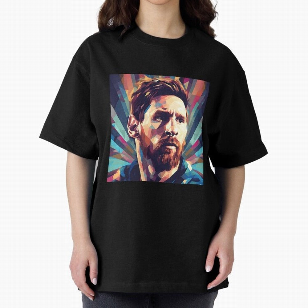 Lionel Messi Portrait Abstract Digital Football Player Classic T-Shirt Stand with FIFA World Cup 2026 Group Stage for Fans of Mbappe and Neymar and Netherlands, Bringing Tournament Hype, Historic Matchups, Family Viewing Parties and Global Sports