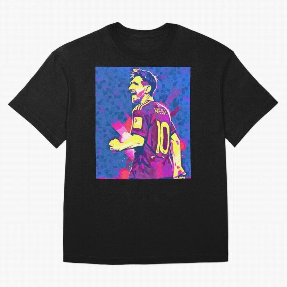 Lionel Messi art Oversized T-Shirt Celebrate Fan Culture around Match Day Hype around FIFA World Cup 2026 Group Stage, Neymar, Spain, Stadium Memories, Football Loyalty, International Chants and Championship Tradition; Made for Die Hard Supporters,