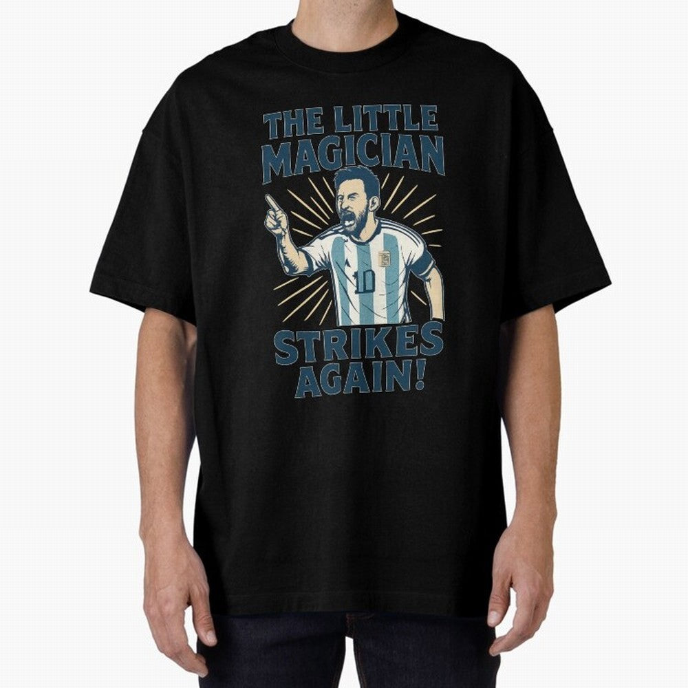 Messi - The Magician Oversized T-Shirt Represent Football Lovers during FIFA World Cup 2026 Group Stage Spirit, Driven by Brazil, Portugal and Argentina, Cristiano Ronaldo, Haaland and CR7, Match Day Excitement, Supporter Culture, Golden Goals and