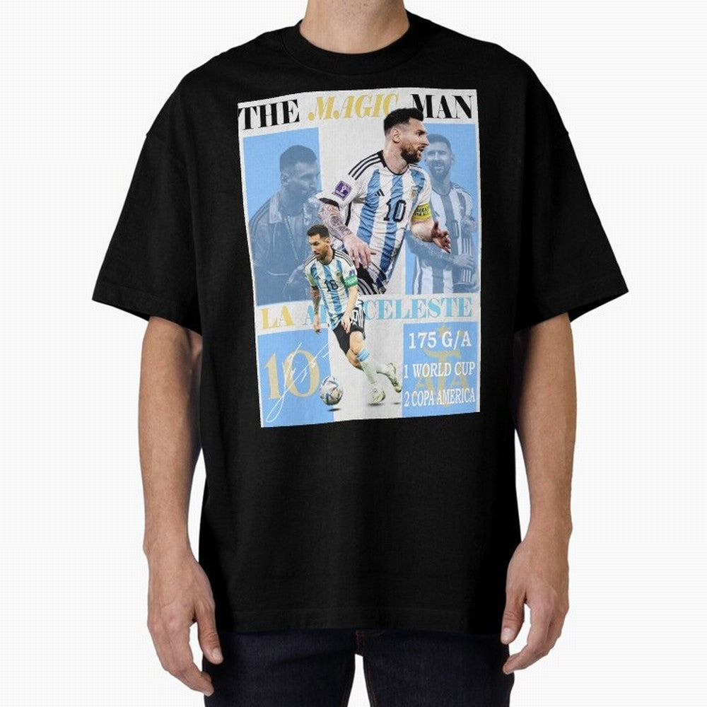 Lionel Messi Argentina World Cup 2022 Champion Victory Poster Oversized T-Shirt Support Your Favorite Stars during Global Football Passion for FIFA World Cup 2026 Group Stage, Built around Messi and Cristiano Ronaldo, Spain, Football History, Final
