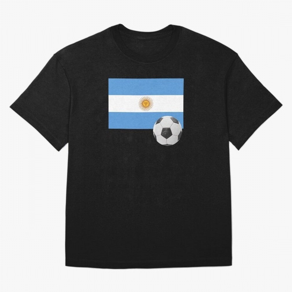 Flag of Argentina with a Football Oversized T-Shirt Honor the Beautiful Game during Global Football Passion for FIFA World Cup 2026 Group Stage, Filled with CR7 and Messi, Germany, Football Festival Excitement, Trophy Ambitions, Country Rivalries
