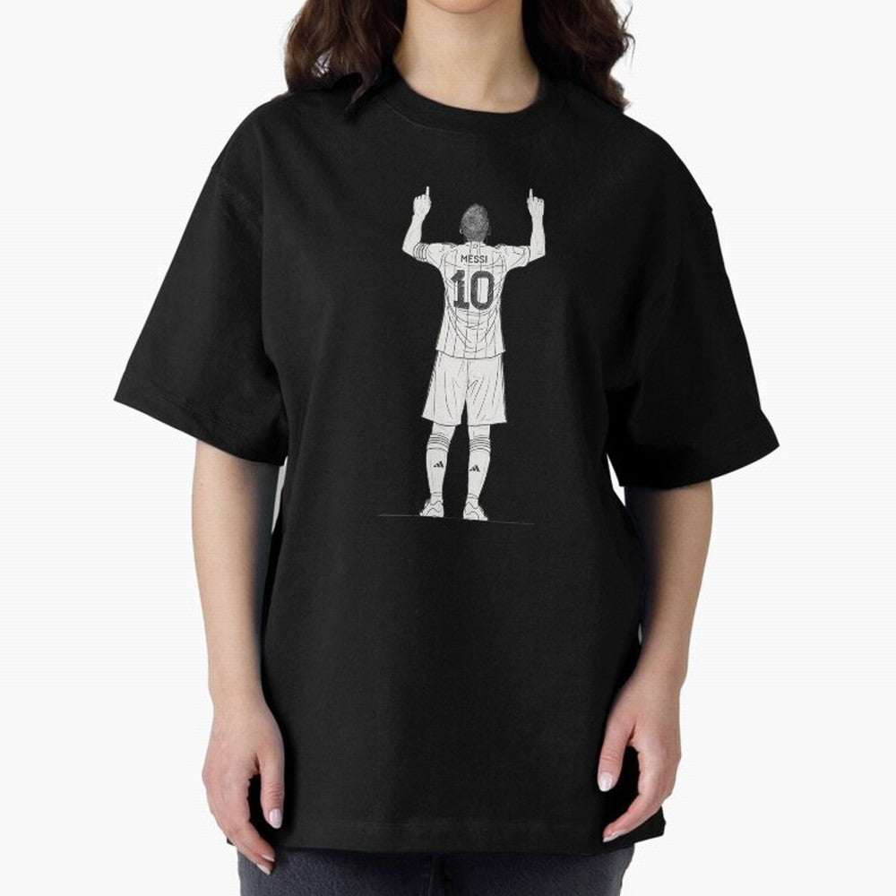 Lionel Messi minimalist sketch Oversized T-Shirt Get Ready for FIFA World Cup 2026 USA Canada Mexico Spirit, Inspired by Argentina, Messi and Cristiano Ronaldo, Global Supporter Spirit, Legendary Goals, National Colors and Tournament Celebration;