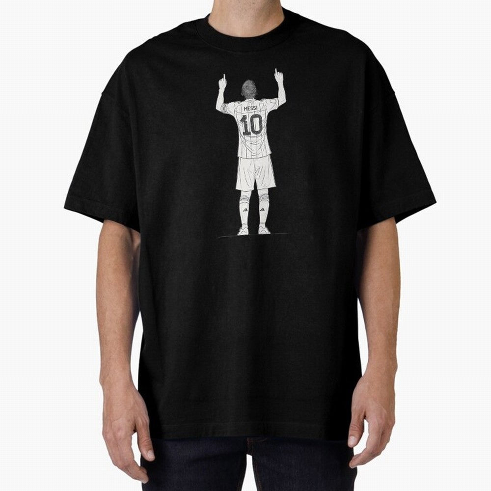 Lionel Messi minimalist sketch Oversized T-Shirt Get Ready for FIFA World Cup 2026 USA Canada Mexico Spirit, Inspired by Argentina, Messi and Cristiano Ronaldo, Global Supporter Spirit, Legendary Goals, National Colors and Tournament Celebration;