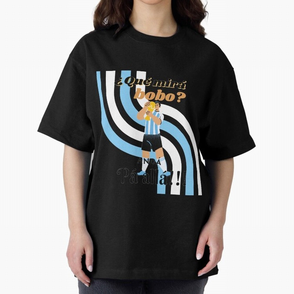 Vintage Messi Argentina Que Mira Bobo Oversized T-Shirt Celebrate the Magic of FIFA World Cup 2026 USA Canada Mexico for Fans of Mbappe and Neymar and Portugal, Spain and Germany, Bringing Worldwide Fan Energy, Dramatic Goals, Stadium Lights and