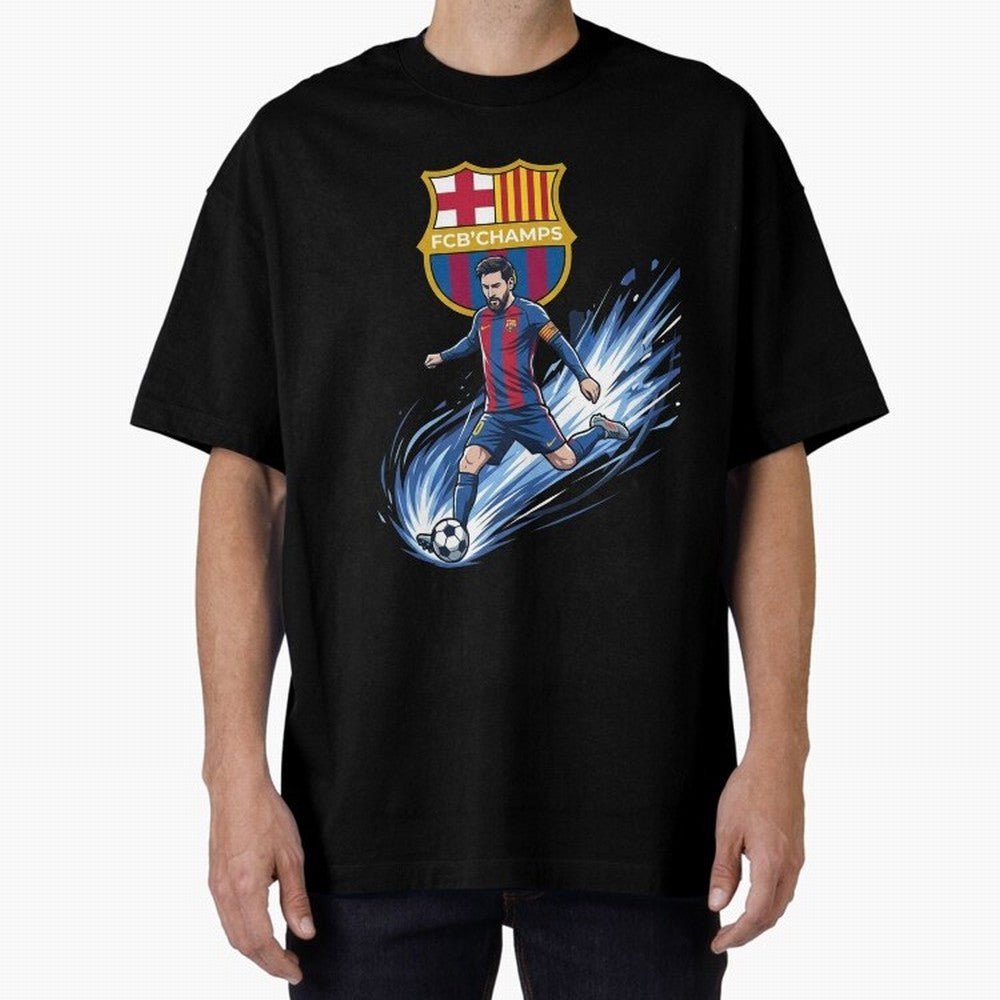FC Barcelona Champs - The Goat Edition Oversized T-Shirt Embrace FIFA World Cup 2026 Highlighting CR7, Brazil, Portugal and Argentina Energy, Worldwide Fan Energy, Dramatic Goals, Stadium Lights and Championship Celebrations; Perfect for Fans,