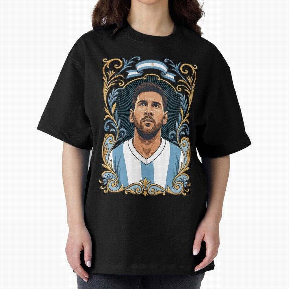 Lionel Messi Argentina Football Legend - Ornate Portrait Classic T-Shirt Bring Legendary Rivalry Energy to the FIFA World Cup 2026 Journey through Messi Highlights, Brazil, Portugal and Argentina Pride, Goal Celebration Energy, Supporter Heritage,
