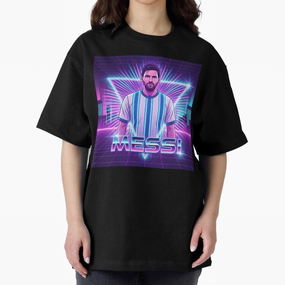 ?Argentina Football Legend Messi Cyberpunk Retro Futurist Design (Version 5) Classic T-Shirt Support the Legends of FIFA World Cup 2026 with Messi, Neymar and Mbappe, Netherlands Energy, Stadium Chants, National Pride, Trophy Dreams and