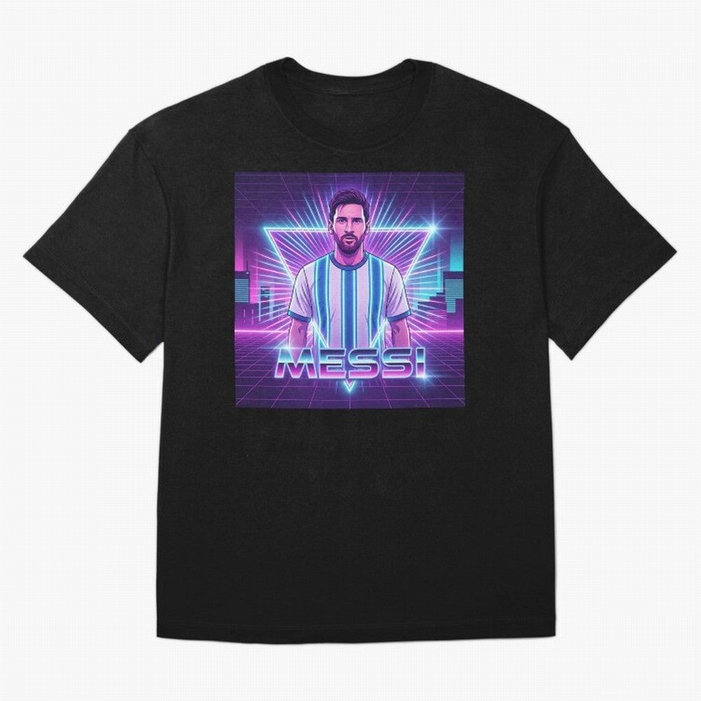 ?Argentina Football Legend Messi Cyberpunk Retro Futurist Design (Version 5) Classic T-Shirt Support the Legends of FIFA World Cup 2026 with Messi, Neymar and Mbappe, Netherlands Energy, Stadium Chants, National Pride, Trophy Dreams and