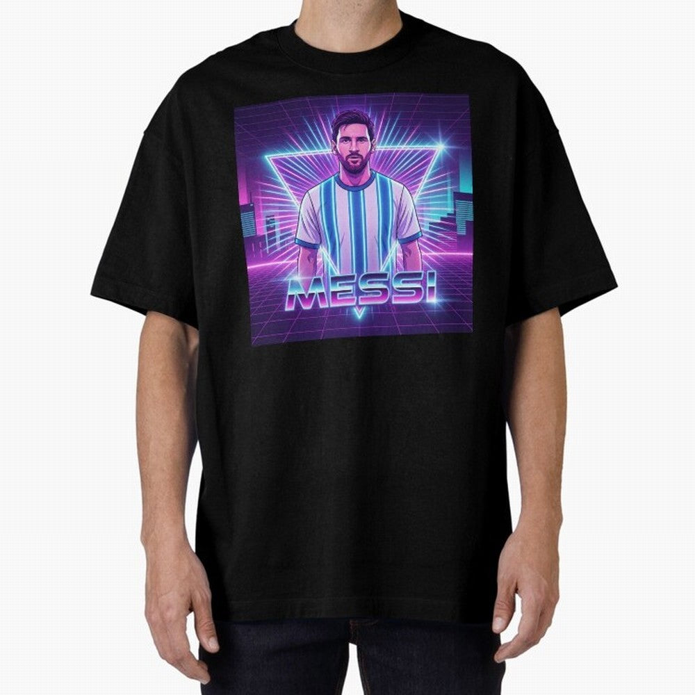 ?Argentina Football Legend Messi Cyberpunk Retro Futurist Design (Version 5) Classic T-Shirt Support the Legends of FIFA World Cup 2026 with Messi, Neymar and Mbappe, Netherlands Energy, Stadium Chants, National Pride, Trophy Dreams and