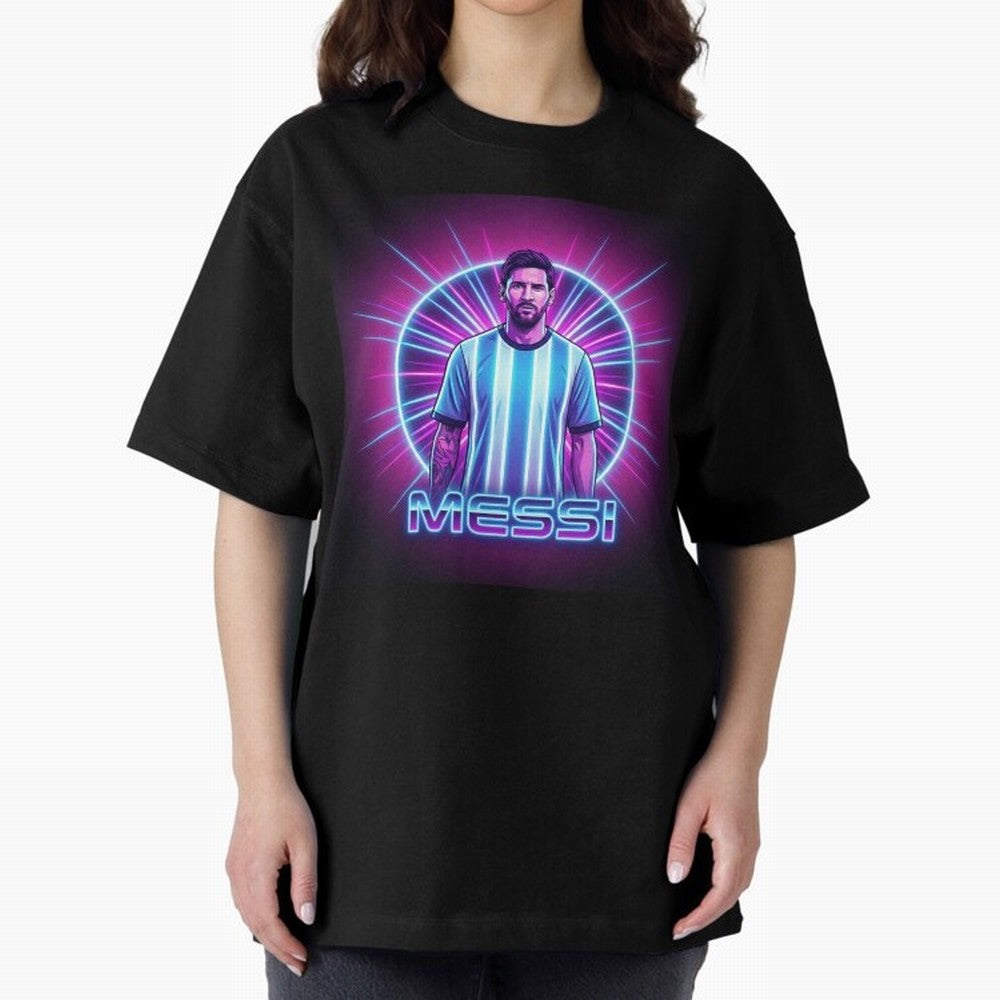 ?Argentina Football Legend Messi Cyberpunk Retro Futurist Design (Version 4) Classic T-Shirt Get Ready for FIFA World Cup 2026 USA Canada Mexico Spirit, with England and Germany, Neymar, Haaland and Cristiano Ronaldo, Retro Football Energy, Iconic