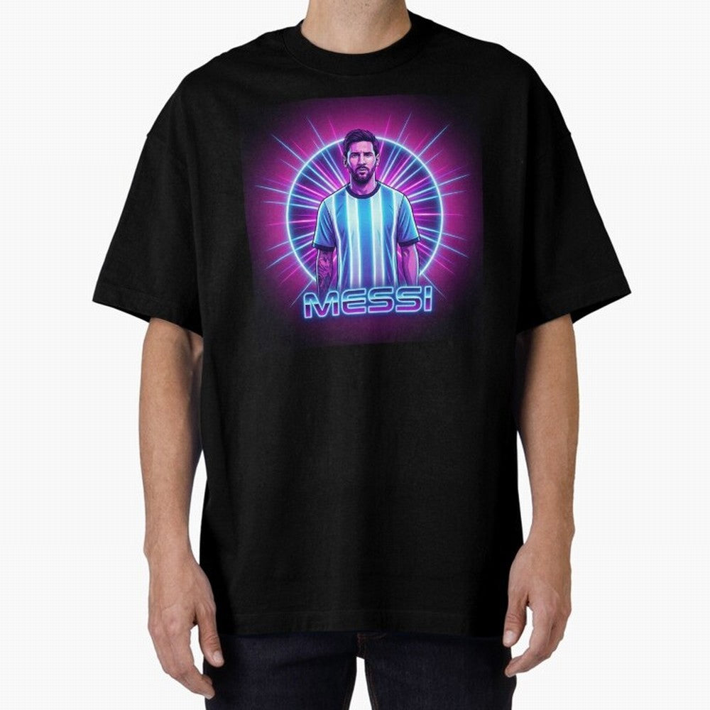 ?Argentina Football Legend Messi Cyberpunk Retro Futurist Design (Version 4) Classic T-Shirt Get Ready for FIFA World Cup 2026 USA Canada Mexico Spirit, with England and Germany, Neymar, Haaland and Cristiano Ronaldo, Retro Football Energy, Iconic