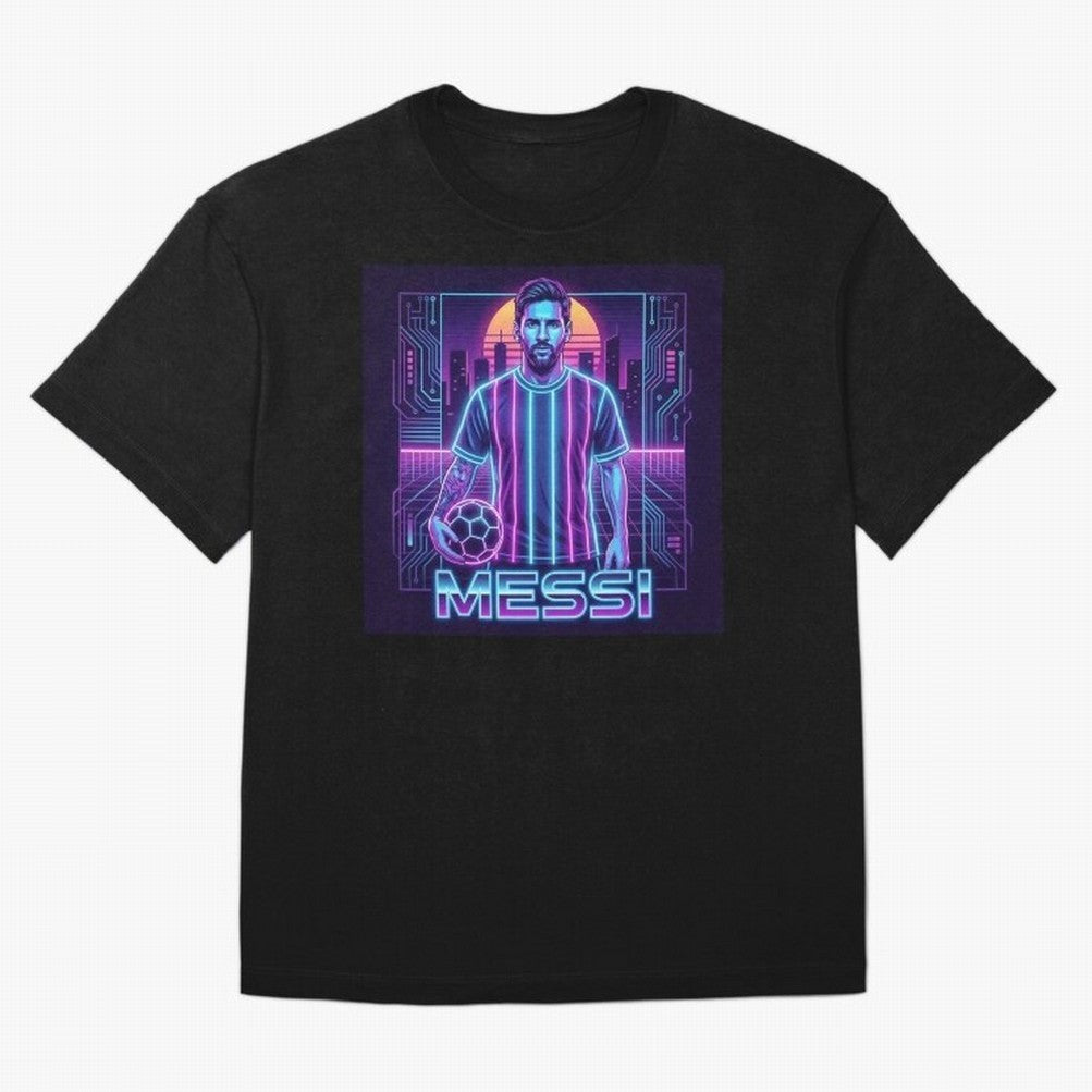 ?Argentina Football Legend Messi Cyberpunk Retro Futurist Design (Version 3) Classic T-Shirt Celebrate the Road through Match Day Hype around FIFA World Cup 2026, Neymar, England and Germany, Global Supporter Spirit, Legendary Goals, National