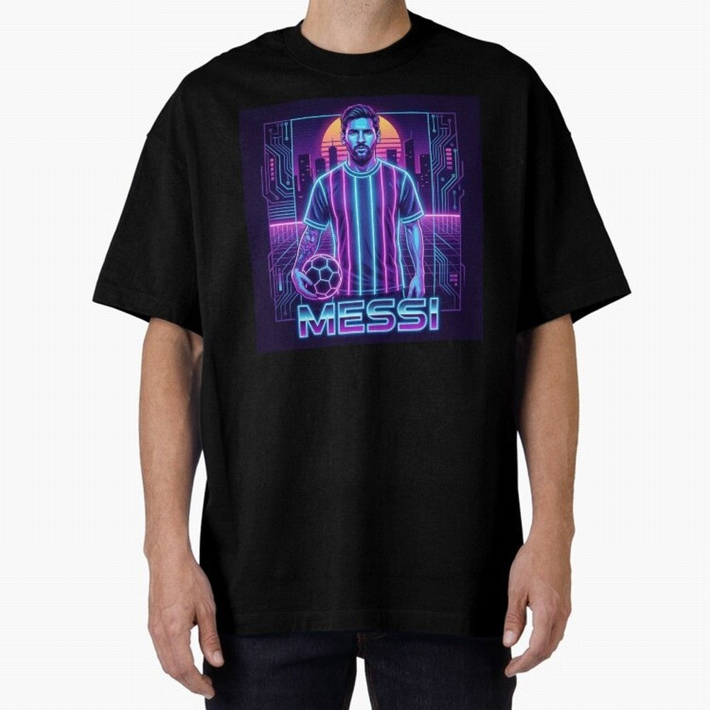 ?Argentina Football Legend Messi Cyberpunk Retro Futurist Design (Version 3) Classic T-Shirt Celebrate the Road through Match Day Hype around FIFA World Cup 2026, Neymar, England and Germany, Global Supporter Spirit, Legendary Goals, National