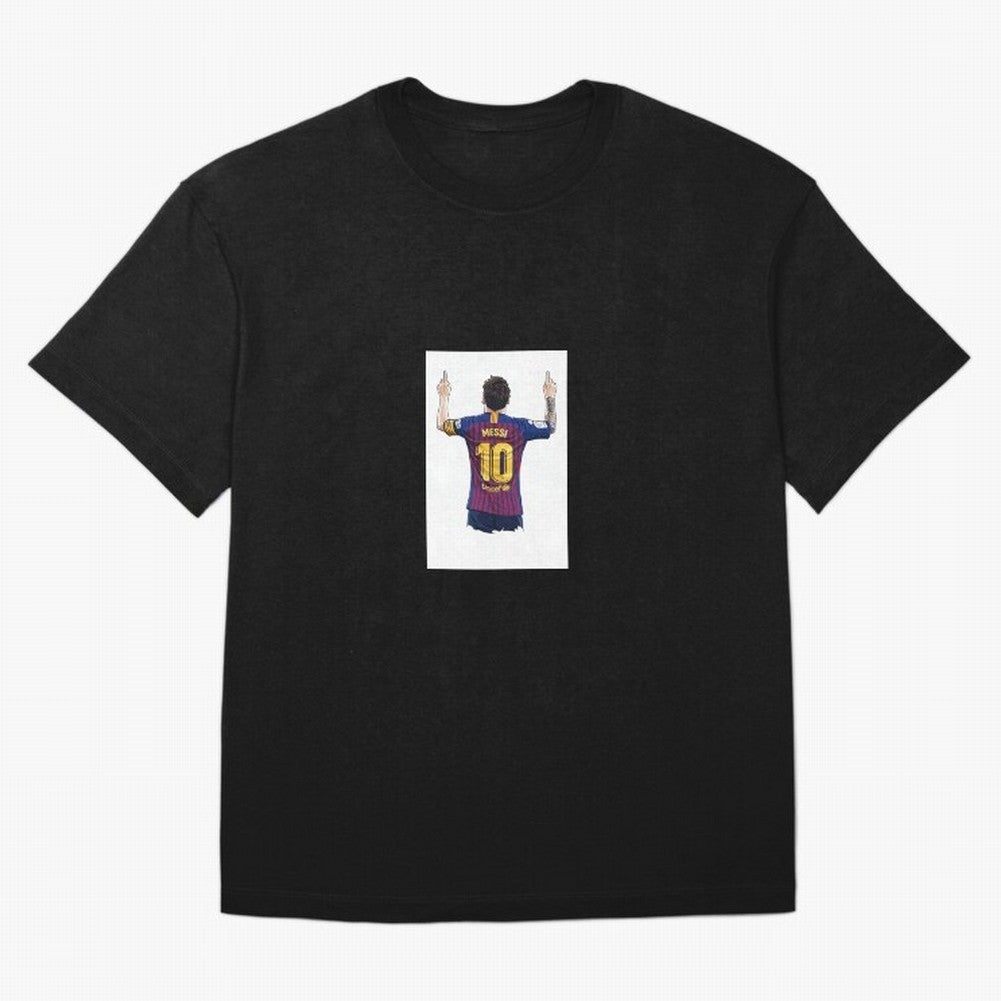 Lionel Messi Celebration Outline Barcelona FC Oversized T-Shirt Celebrate Fan Culture around FIFA World Cup 2026 Group Stage for Fans of Cristiano Ronaldo and Argentina and Brazil, Bringing Soccer Culture, Superstar Moments, National Team Dreams