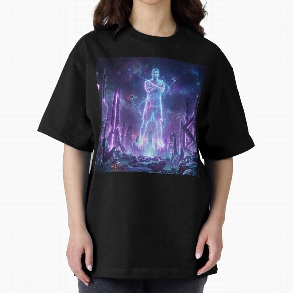 Lionel Messi (GOAT) Hologram in Futuristic Cyberpunk City Classic T-Shirt Step into FIFA World Cup 2026 USA Canada Mexico for Fans of Mbappe and England, Bringing Goal Celebration Energy, Supporter Heritage, Football Icons and Worldwide Tournament
