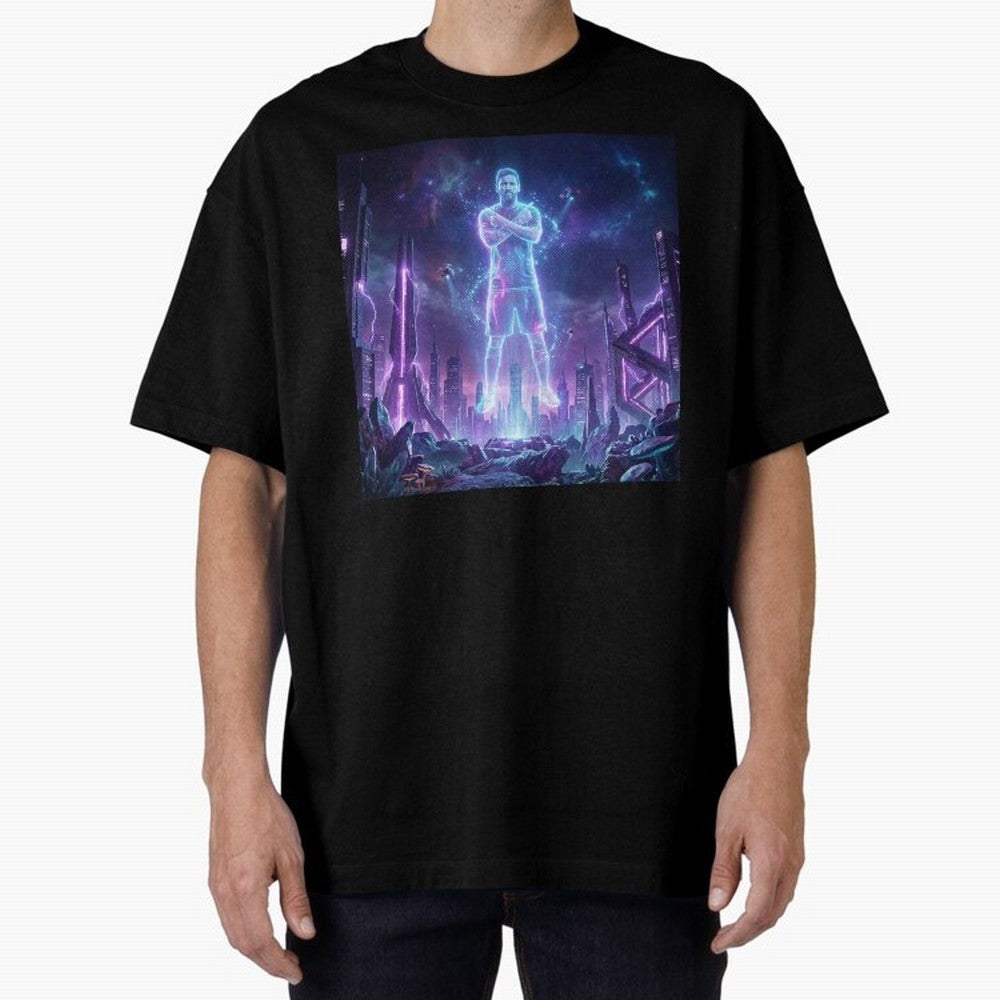 Lionel Messi (GOAT) Hologram in Futuristic Cyberpunk City Classic T-Shirt Step into FIFA World Cup 2026 USA Canada Mexico for Fans of Mbappe and England, Bringing Goal Celebration Energy, Supporter Heritage, Football Icons and Worldwide Tournament