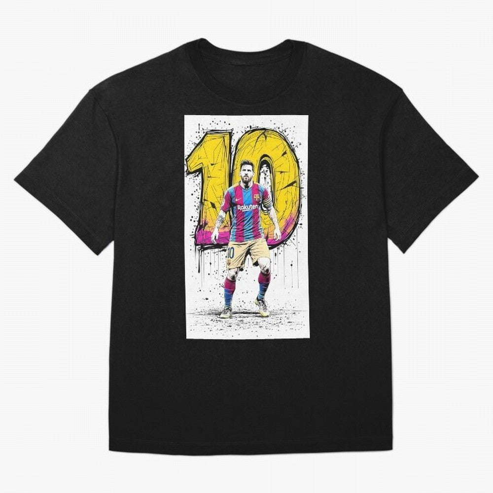 Lionel Messi Barcelona 10 Fan Art Oversized T-Shirt Stand with FIFA World Cup 2026 Spirit, Highlighting Spain, Haaland and Mbappe, Fan Favorite Moments, National Team Passion, Big Match Drama and Soccer History; Ideal for Football Dads, Football