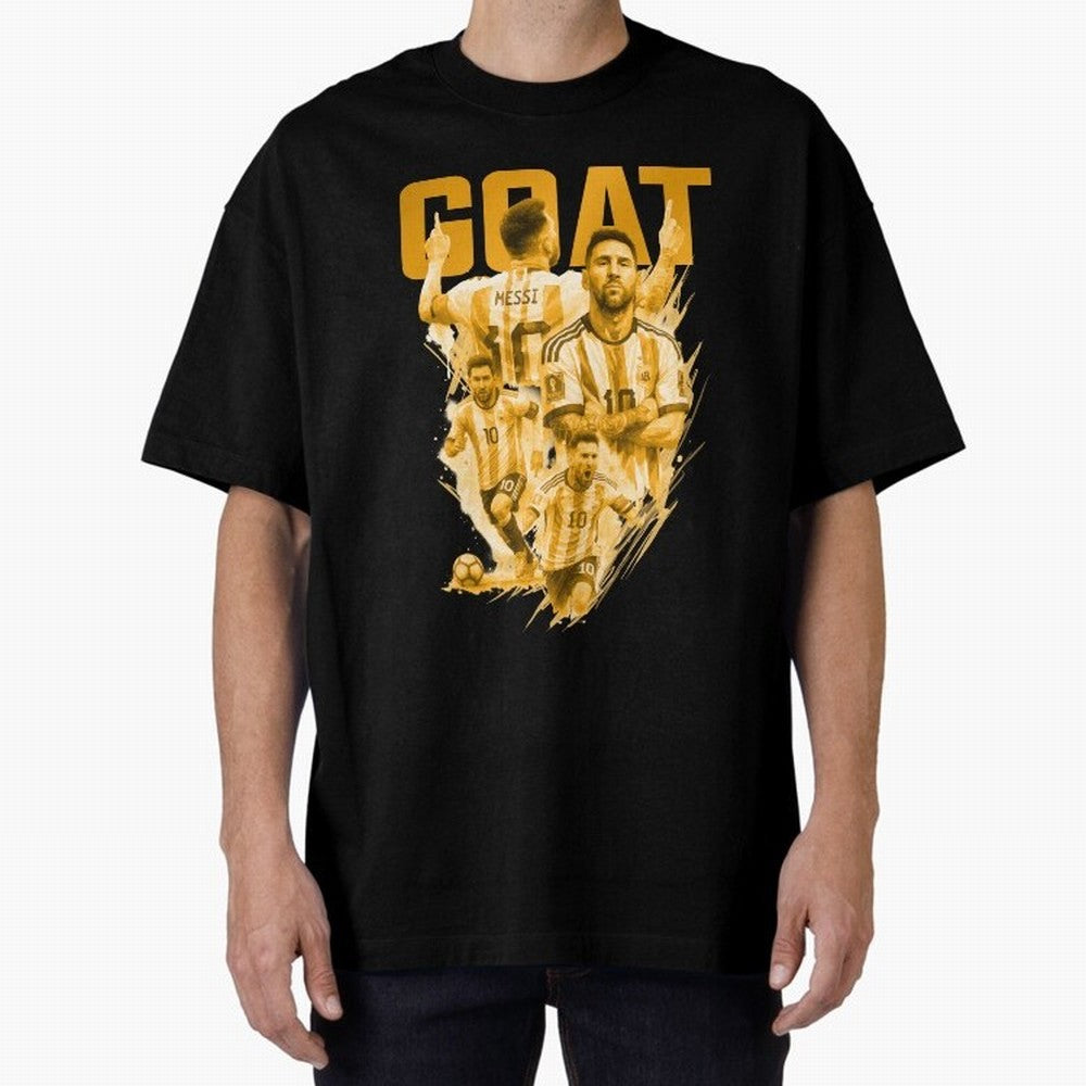 GOLD GOAT Lionel Messi watercolor illustration Oversized T-Shirt Show Your Stadium Side during Match Day Hype around FIFA World Cup 2026 Group Stage, Neymar, Brazil, Global Supporter Spirit, Legendary Goals, National Colors and Tournament