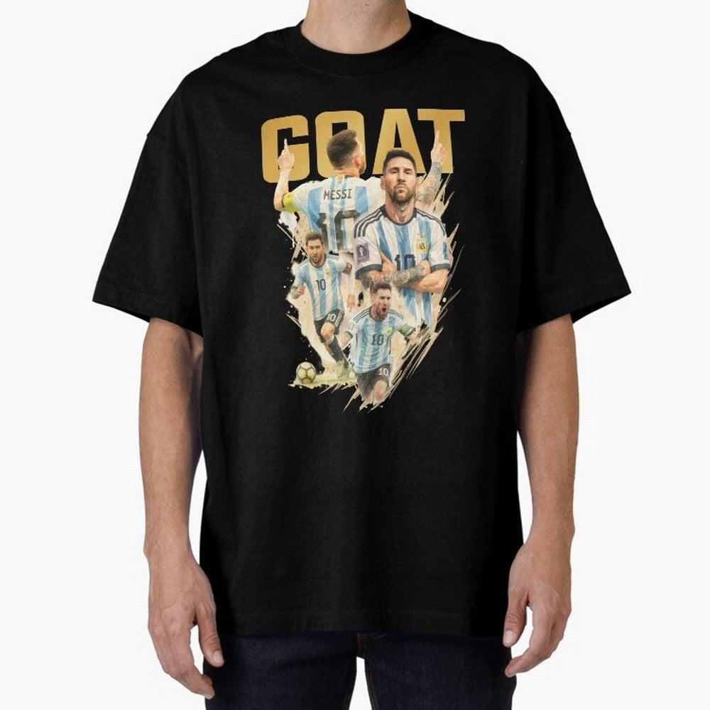 GOAT Lionel Messi watercolor illustration Oversized T-Shirt Support Iconic Players in FIFA World Cup 2026 Made for CR7 and Messi, Argentina, France and Brazil Energy, Football History, Final Match Energy, Crowd Noise and Once in a Lifetime Moments;