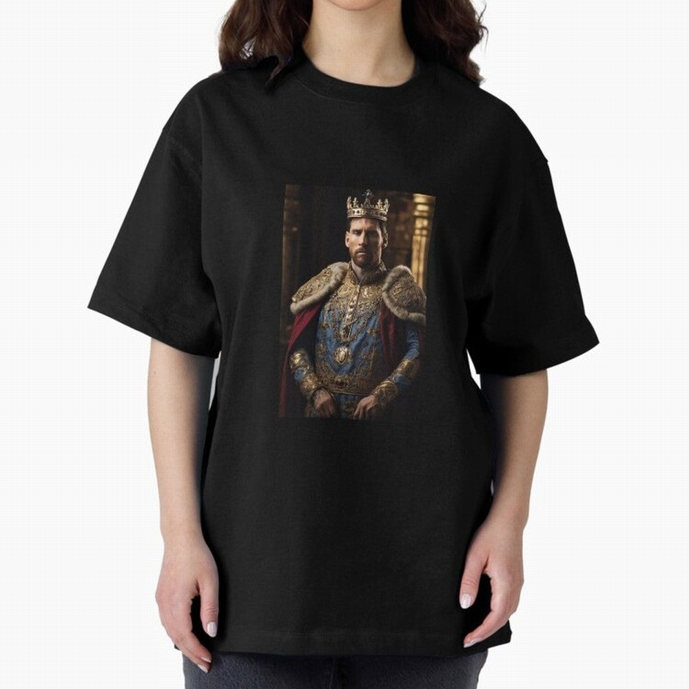 Lionel Messi, the king Oversized T-Shirt Capture Stadium Memories from the FIFA World Cup 2026 Group Stage Journey through Messi and Cristiano Ronaldo Highlights, Spain Pride, Retro Football Energy, Iconic Rivalries, Trophy Chase Drama and Stadium