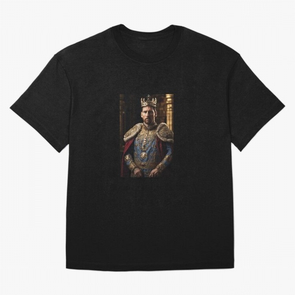 Lionel Messi, the king Oversized T-Shirt Capture Stadium Memories from the FIFA World Cup 2026 Group Stage Journey through Messi and Cristiano Ronaldo Highlights, Spain Pride, Retro Football Energy, Iconic Rivalries, Trophy Chase Drama and Stadium