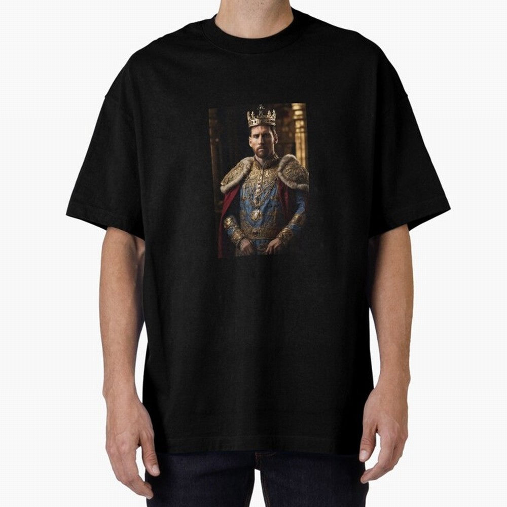 Lionel Messi, the king Oversized T-Shirt Capture Stadium Memories from the FIFA World Cup 2026 Group Stage Journey through Messi and Cristiano Ronaldo Highlights, Spain Pride, Retro Football Energy, Iconic Rivalries, Trophy Chase Drama and Stadium